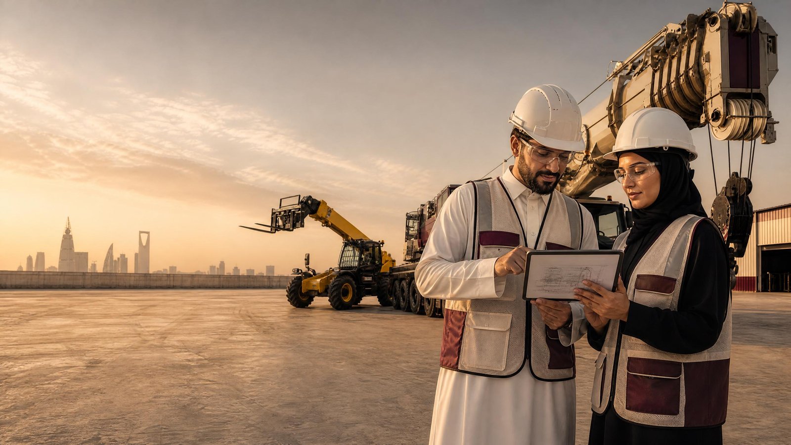 تأجير معدات رفع للمقاولين وأعمال الإنشاء بالرياض